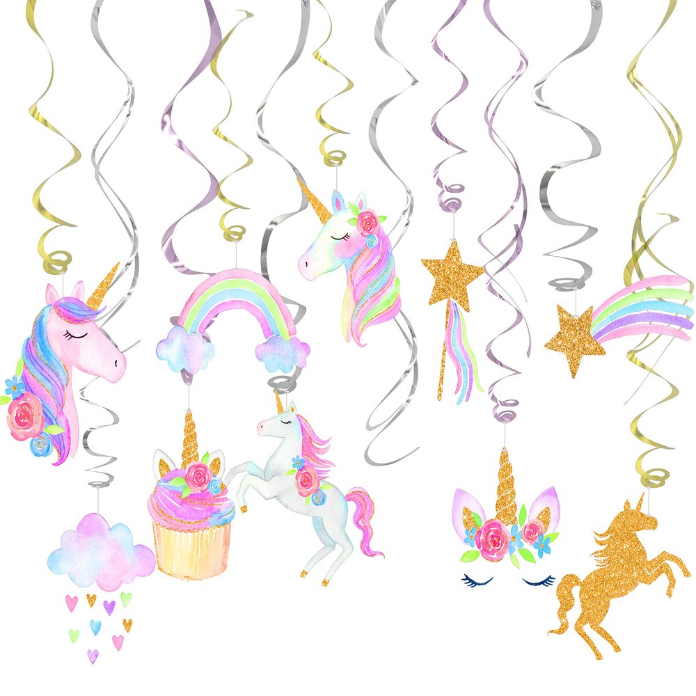 Klmars 30 Ct Unicorn Hanging Swirl Decorations - Unicorn Party Decorations