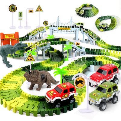 AUUGUU Dinosaur Toys - Create A Dino World with Flexible Race Track, Birthday Gift for Kids Ages 3+, Toys for 3 4 5 Year Old Boys