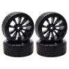 1/10 RC Drift Wheels 12mm Plastic RC Drift Tires & Black 10 Spokes Wheel Rims Pack of 4 view 1