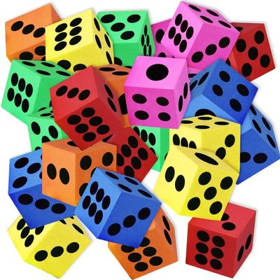 ArtCreativity Pack of 24 Colored Foam Dice Set -1.5 Inches Big - Colorful Dice Set - Six Assorted Colors - Fun Playing Kids Math Games, Classroom Games - Great Gift for Kids