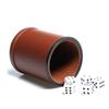 Leather Dice Cup Set Felt Lining Quiet Shaker with 5 Dot Dices for Farkle Yahtzee Games,Brown view 1
