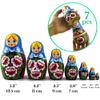 Nesting Babushka Dolls - Handmade Rose Hand-painted - Matruska Stacking 7 Dolls - Munecas rusas - Home Decor Decorations view 2