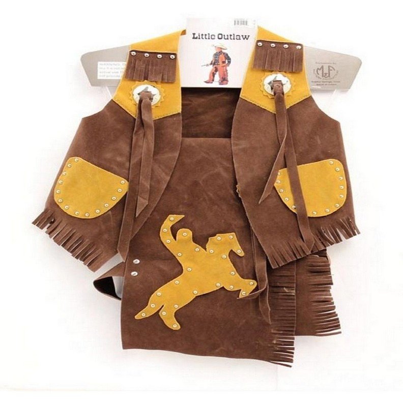M & F Western Boys' Faux Suede Vest and Chaps Set Brown Large