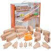 56 Piece Wooden Train Track Expansion Pack with Tunnel Compatible Thomas Wooden Railway Brio Chuggington Imaginarium Set by Orbrium Toys. view 1