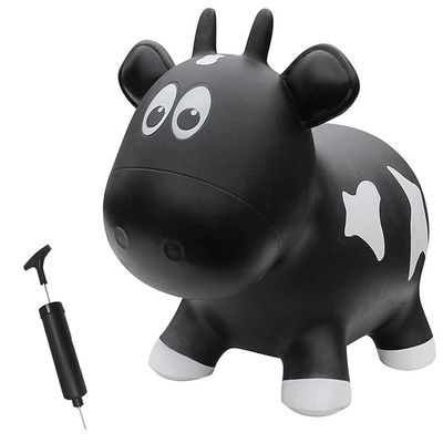 Farm Hoppers Award Winning Inflatable Toddler Safe Bouncing Black Cow Plus Pump