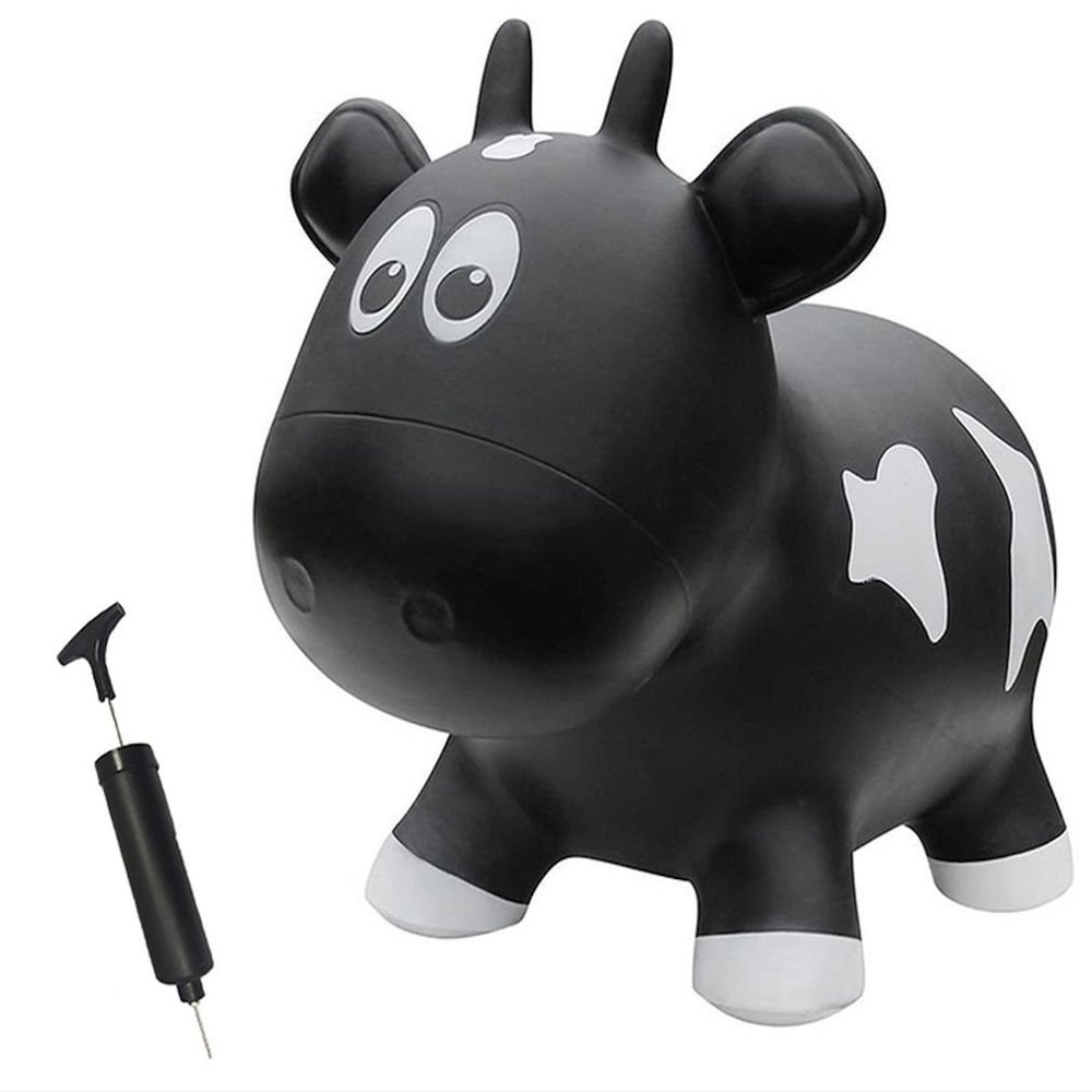 Farm Hoppers Award Winning Inflatable Toddler Safe Bouncing Black Cow Plus Pump