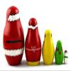 Matryoshka Matrioska Babuska Russian Nesting Wooden Doll Christmas Story Santa Claus Babooshka 5 Pc Stacking Hand Painting Beautiful Nested Matriosjka view 3