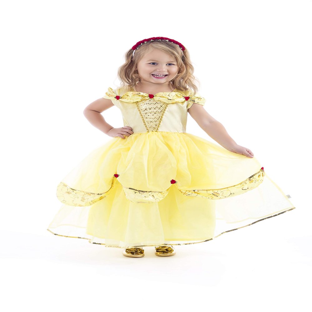 Little Adventures Deluxe Yellow Beauty Princess Dress Up Costume (Small Age 1-3) - Machine Washable Child Pretend Play and Party Dress with No Glitter