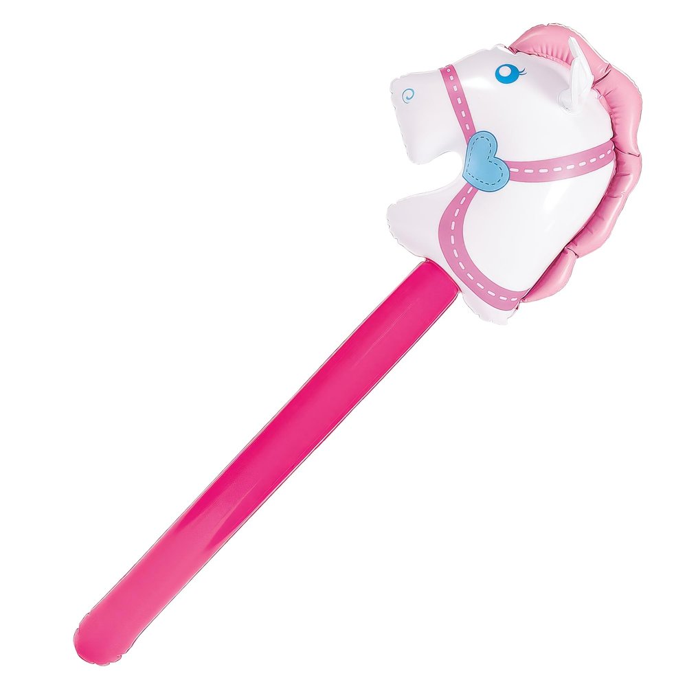 Fun Express Pony on a Stick Blow Up Horse Toy - Gift and Cowgirl Party Supplies