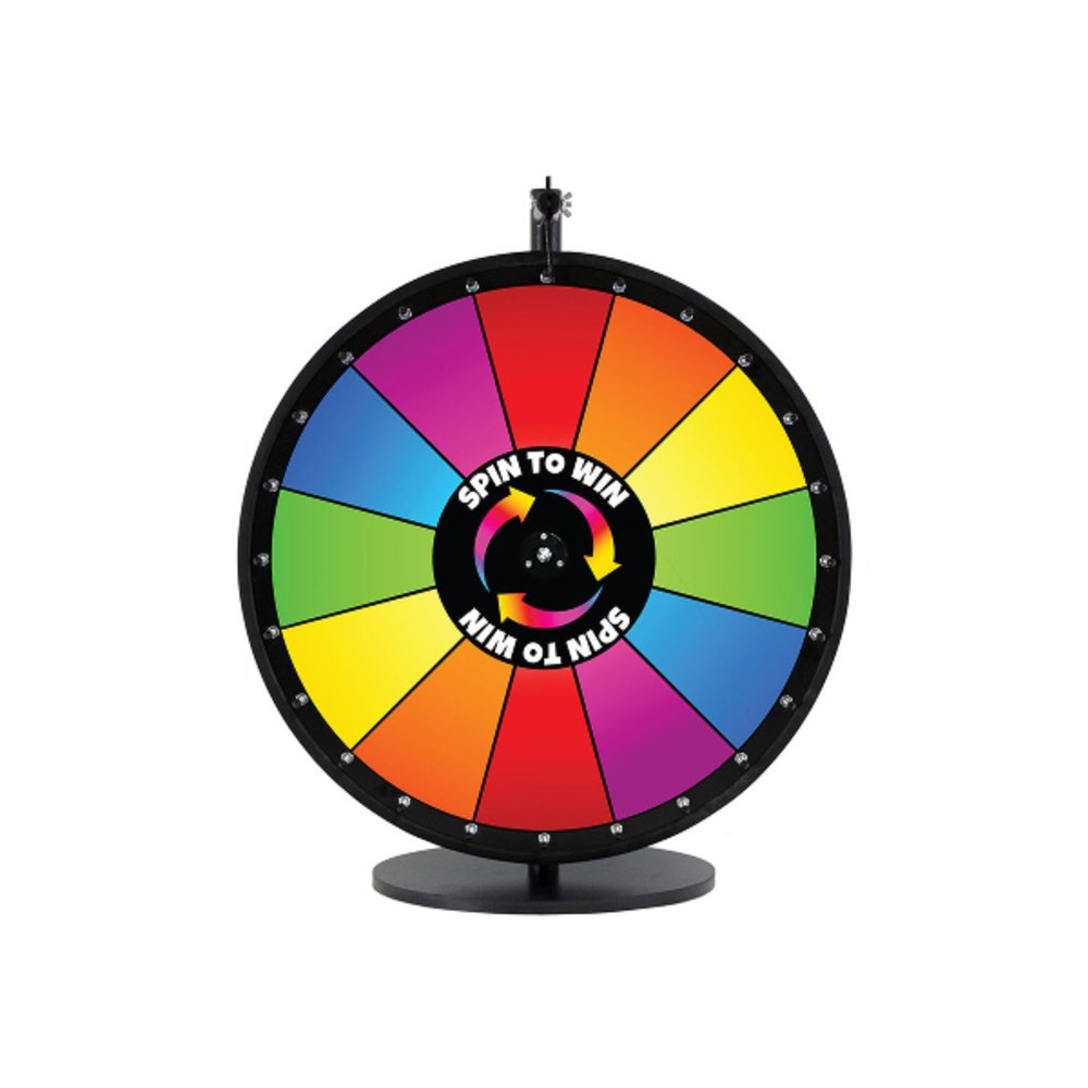 Spin to Win Table Stand Dry Erase Prize Wheel 18 Inch Desktop Spinning Game Wheel, Durable Wood Construction, Balanced for Fair Odds, Trade Show Raffle Event, Standard