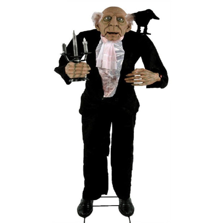 Animated Talking Butler 68", Black, One Size
