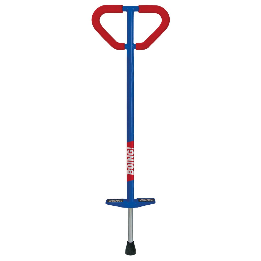 Geospace Jumparoo Boing! 'PRO' Medium Pogo Stick for Kids - Supports 60-100lbs Outdoor Toy for Boys and Girls Active Play for Balance, Coordination, Exercise & Fitness (Dark Blue with Red wrap)