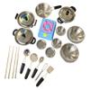 Miniature Toy 17-Piece Stainless Steel Pots and Pans Set , MAGIKON Pretend Play Kitchen Cooking Utensils Toy view 1
