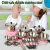 Miniature Toy 17-Piece Stainless Steel Pots and Pans Set , MAGIKON Pretend Play Kitchen Cooking Utensils Toy view 4
