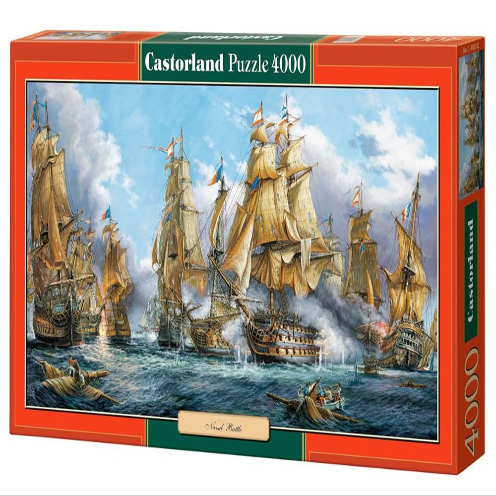 CASTORLAND 4000 Piece Jigsaw Puzzles, Naval Battle, Nautic painting, Old navy ships, Sailing ships at war, Adult Puzzle, Castorland C-400102-2