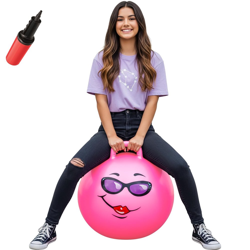 WALIKI Hippity Hop Ball for Teens | 22-Inch Pink Hopper | Jumping & Hopping Ball for Active Play & Outdoor Fun