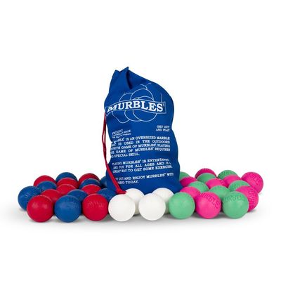 Large Activity 16 Players Murble Set, (Red & Blue, Lt. Green, Pink, 3 inch Dia. Balls, Ages 9-Adult)