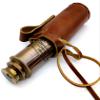 Nautical Brass Spyglass Telescope with Leather case. J. Scott Polish view 2