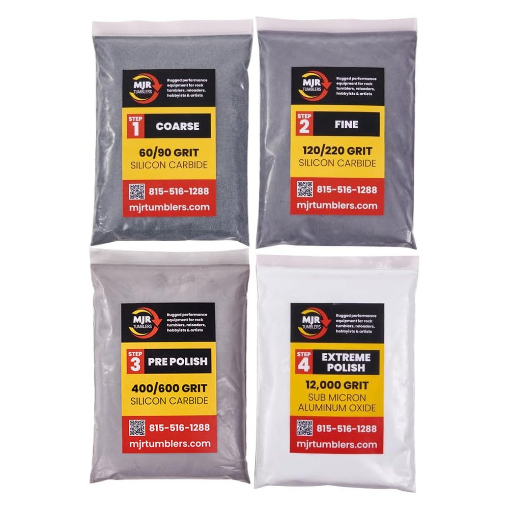 Refill Grit Kit w MJR Tumblers Premium Quality Extreme Polish 12,000 Grit Sub Micron Aluminum Oxide Polish for Unparalleled Result. For 12lb Rock Tumblers w Silicon Carbide, Disabled and Veteran Owned