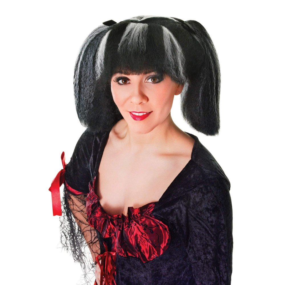 Bristol Novelty Women's Black & White Streaks Steampunk Wig (Pack of 1) - Realistic Design, Perfect Accessory for Themed Parties, Conventions, Cosplay, & More Halloween Halloween