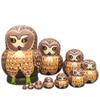 Moonmo 10pcs Brown Owl Handmade Wooden Russian Nesting Dolls Matryoshka Dolls Set view 1