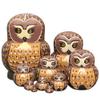 Moonmo 10pcs Brown Owl Handmade Wooden Russian Nesting Dolls Matryoshka Dolls Set view 2