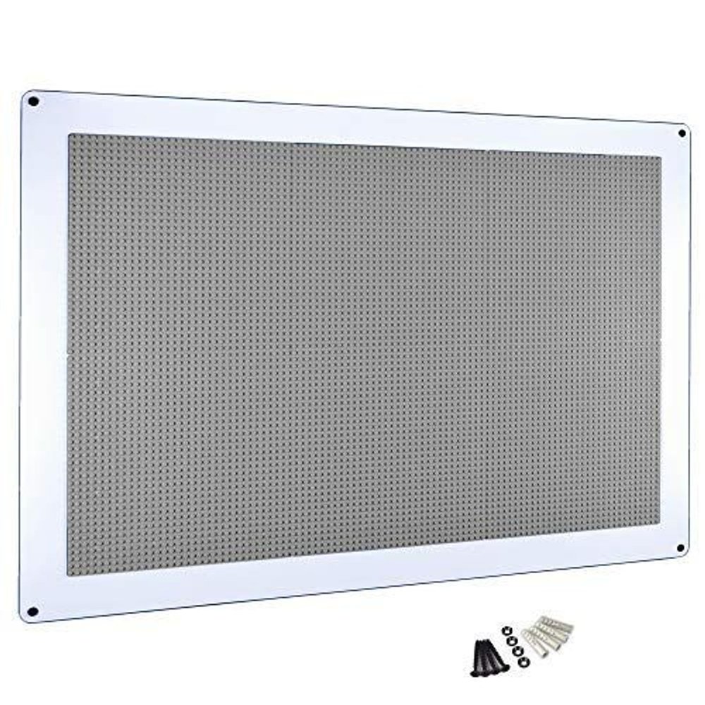 Creative QT Brick Activity Wall Panel - 24" x 34" Gray - Play Panel & Sensory Busy Board Toddler Toy - STEM & Fine Motor Activity Board - Compatible with All Brick Brands