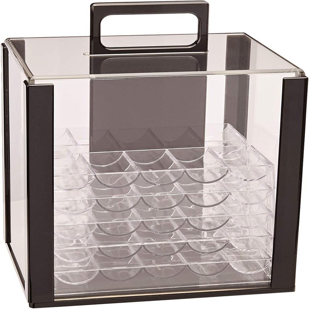 Brybelly Acrylic Poker Chip Carrier (1000-Count) with Chip Trays