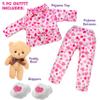 4pc Red & Pink Heart PJ Doll Outfit w Teddy Bear- 18" Doll Clothes & Accessories Compatible w American Girl Dolls- Set Includes Cozy Pajama Top & Bottom, Slippers, & Plush Toy- Gift Set for Girls view 3