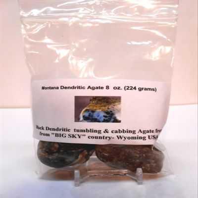 Rock Tumbler Gem Refill Kit Yellowstone,Montana Black Dendrite Agate Rough 8 oz