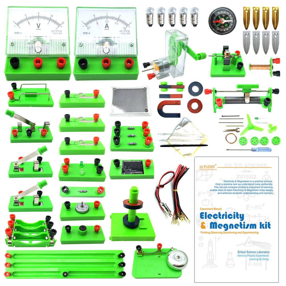 EUDAX School Physics Labs Basic Electricity Discovery Circuit and Magnetism Experiment kits for High School Students Electromagnetism Elementary Electronics