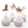 iMagitek 48 Pack Western Cowboy Cupcake Toppers Picks Cake Decorations for Birthday Party, Baby Shower view 4