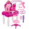 Prextex Kids Makeup Table with Mirror and Chair, Princess Play Set, Kids Makeup Vanity Table with Make-Up Accessories and Light and Musical Sound Effects for Toddler Girls view 1