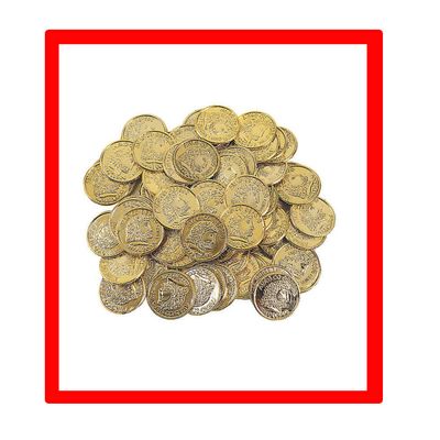 100 Pcs Plastic Gold Coins - Mega Novelty Pack - St. Patricks Coin Great for games school teachers