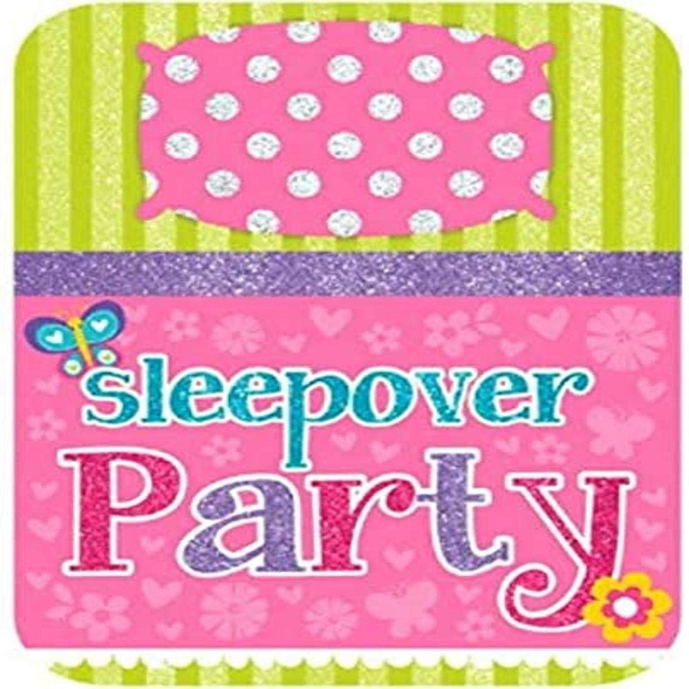 Amscan Slumber Large Novelty Invites, Multicolor Party Supplies, 6" x 4"