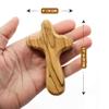 4" Hand Held Olive Wood Clinging Cross from Bethlehem in Pouch (Certified) - Fine Prayer Comfort Holding Wooden Cross - Hand Held Palm Size Christian Gift for Clutching view 2