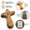 4" Hand Held Olive Wood Clinging Cross from Bethlehem in Pouch (Certified) - Fine Prayer Comfort Holding Wooden Cross - Hand Held Palm Size Christian Gift for Clutching view 3