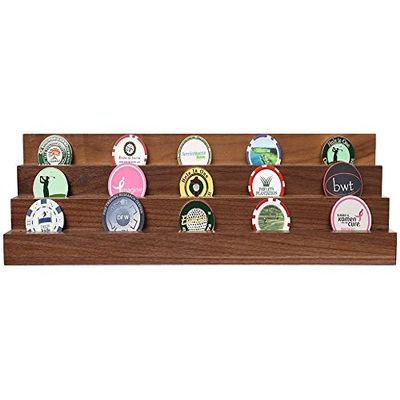 Golf Poker Chip Ball Marker Display Rack | Solid Hardwood 3-Tier Stand | Holds 24 Poker Chips or Golf Ball Markers | Made in the USA