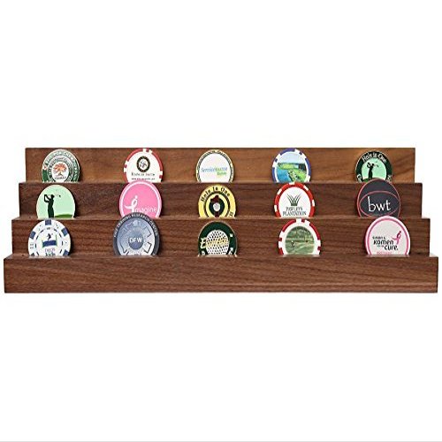 Golf Poker Chip Ball Marker Display Rack | Solid Hardwood 3-Tier Stand | Holds 24 Poker Chips or Golf Ball Markers | Made in the USA