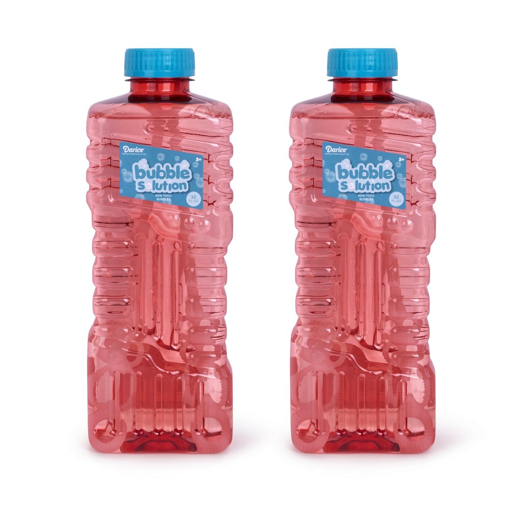 Darice 2 Bottles 32 OZ Bubble Solution Refill - Large, Easy-Grip Bottles for Bubble Guns, Wands, Bubbles Machines Refill (2 Pack)