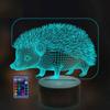 YTDZLTD Optical Illusion 3D Hedgehog Night Light 16 Colors Changing USB Power Remote Control Touch Switch Decor Lamp LED Table Desk Lamp view 1
