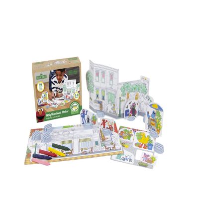 Green Toys Sesame Street Neighborhood Maker Coloring Activity Set - 19 Piece Pretend Play, Motor Skills, Creative Arts & Crafts Kids Toy Set.