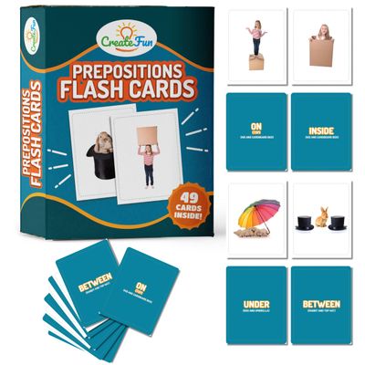 49 Preposition Vocabulary Builder Flash Cards Vol 1 Includes 7 Picture Card Prepositions with 5 Sequencing Learning Games for Kids, Parents, Teachers, ESL, Speech Therapy, Autism, ABA and Homeschool