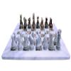 Italian White and Greeen Marble Chessboard Scacchiera Handmade Classic Table Chess Set with Pawns 40x40cm 16in view 1