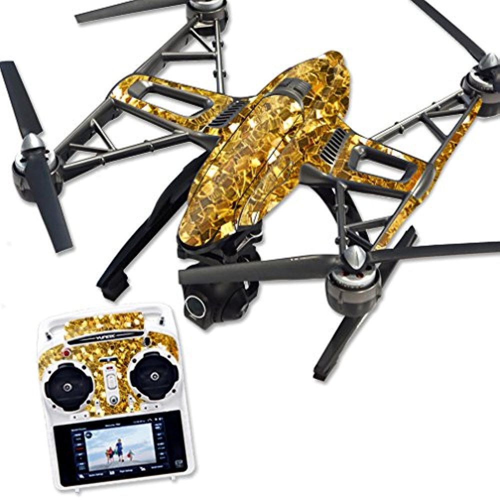 MightySkins Skin Compatible with Yuneec Q500 & Q500+ Quadcopter Drone wrap Cover Sticker Skins Gold Chips