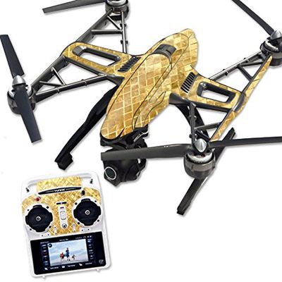 MightySkins Skin Compatible with Yuneec Q500 & Q500+ Quadcopter Drone wrap Cover Sticker Skins Gold Tiles
