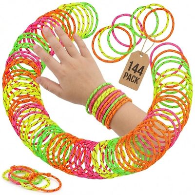 Bedwina Friendship Bracelets for Kids - (Pack of 144) Neon Adjustable Woven Rope Friendship Bracelets Bulk for Girls and Boys - Classroom Prizes for Kids Birthday Party Favors & Goodie Bag Stuffers