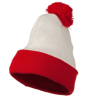 Unisex Acrylic Red White Long Beanie Waldo Costume Crown 8'' Deep Cap