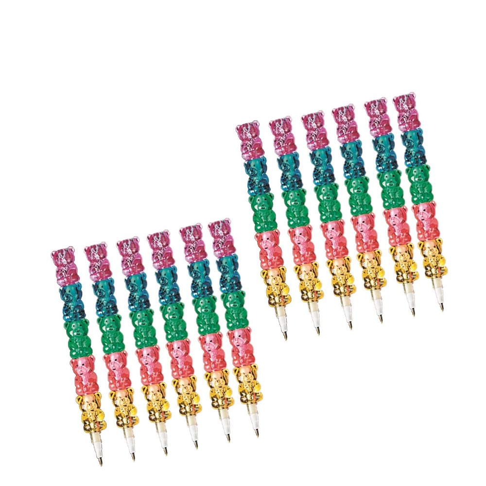 Fun Express Plastic Stackable Bear Pencils, Stacking Point Pencils, 5 in 1 Colorful Pencils for Party Supplies for Birthday Favors or School