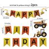 17 Pcs Construction Vehicle Happy Birthday Banner include Excavator Bulldozer Truck view 2